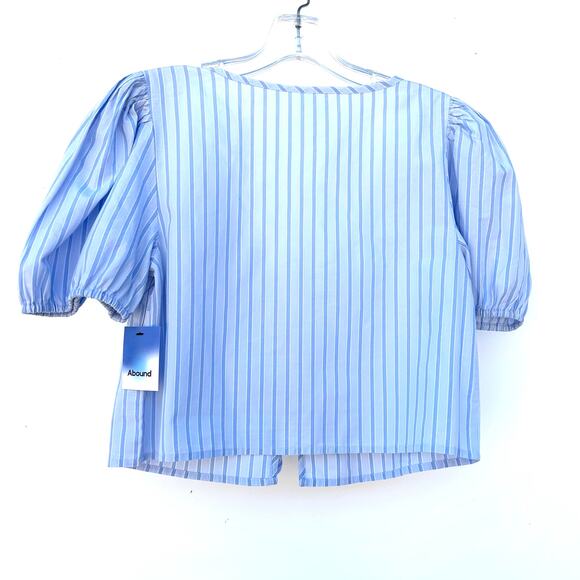 Abound Set Of 2 Bundle Tie Front Bow Cropped Top Puff Shoulder XS Small Blue - Picture 7 of 9